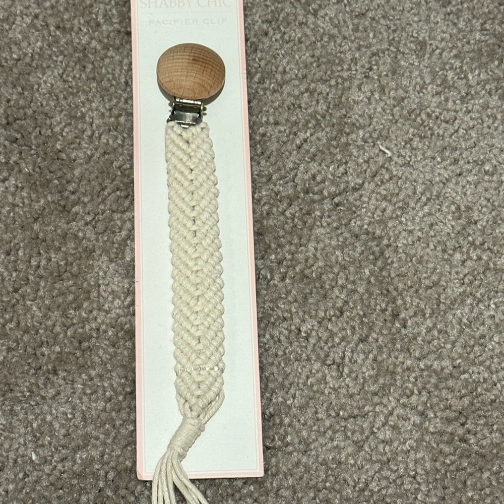 Shabby Chic Woven Cream Pacifier Holder